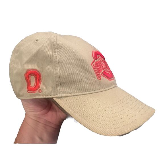VTG Ohio State Beige Tan Red Khaki Hat Cap Adjustable NCAA by Signatures - Picture 1 of 6